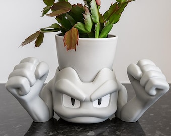 Geodude Planter – Pokémon-Inspired Succulent Pot | Rock-Type Planter for Small Plants | 3D Printed Decorative Vase