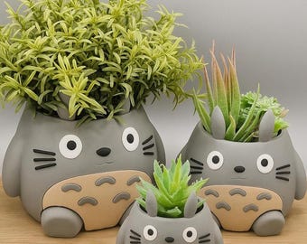 Totoro Plant Pot with Movable Legs - 3D Printed Planter & Pen Holder - Perfect for Home or Desk - Cute Fanart Design, 4 Sizes Available