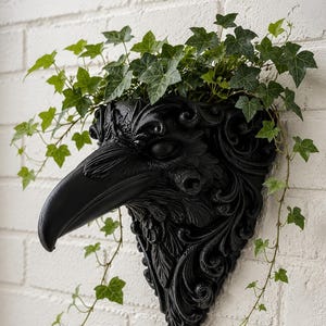 Gothic Raven Wall Planter | Hanging Crow Plant Pot | Gothic Home Decor | Dark Academia Wall Decor | Choose Your Colour