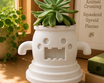 Squeakoid Gyroid Planter | Animal Crossing Inspired Plant Pot | 3D Printed Gaming Decor | Cute Succulent Holder