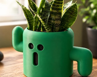 Final Fantasy Inspired Cactuar Planter | 3D Printed Succulent Pot | Gaming Desk Decor | Gamer Gift |