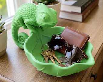 Chameleon Catchall Bowl | Pascal Inspired Key Holder Tray | Tangled Decor | Desk Organizer | 3D Printed Gift | Choose Your Colour