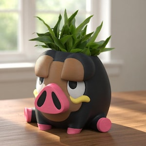 Lechonk Pokémon Växtkruka – 3D-tryckt suckulentkruka eller pennhållare – Söt presentidé – Liten, medelstor, stor storlek