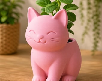 Cute Cat Planter | Kitty Plant Pot | Cat Succulent Planter | Cat Lover Gift | 3D Printed Planter | Indoor Plant Pot | Cute Desk Decor