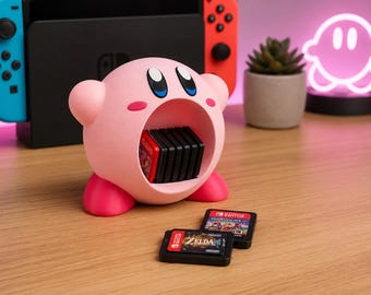 Kirby Switch Game Holder | Nintendo Switch Cartridge Storage | 3D Printed Kirby Desk Organiser | Gamer Gift | Gaming Room Decor