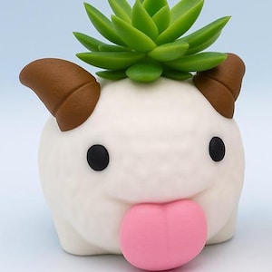 Poro Plant Pot – Arcane & League of Legends Inspired Flower Succulent Planter, 3D Printed Pen Holder Desk Tidy – With/Without Moustache Without moustache