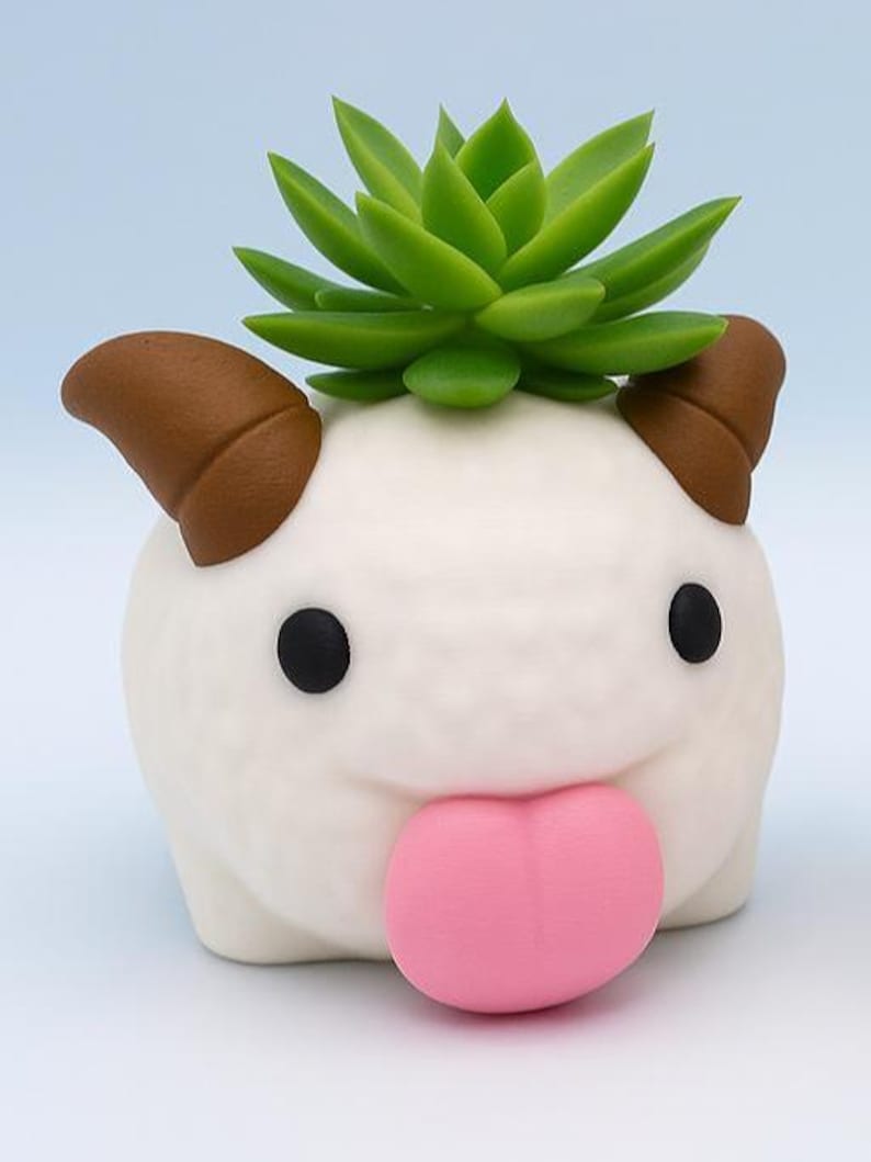 Poro Plant Pot – Arcane & League of Legends Inspired Flower Succulent Planter, 3D Printed Pen Holder Desk Tidy – With/Without Moustache Without moustache