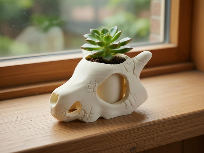 Vaso per piante a forma di teschio - Porta piante grasse - Stampa 3D a colori personalizzati - Regalo - Decorazione per scrivania immagine 4