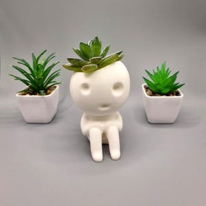 Sitting Kodama Planter #2 - Studio Ghibli Inspired - Princess Mononoke - Planters for Succulents - Tree Spirit - Indoor Plant Pot