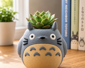 Totoro Planter & Pen Holder | Studio Ghibli Inspired Desk Organizer | Succulent Pot | Anime Decor | 3D Printed Gift