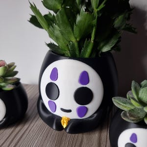 Spirit Mask Planter | Cute Anime Inspired Plant Pot | 3D Printed Succulent Planter | Desk Decor | Pen Holder | Gift for Plant Lovers image 3