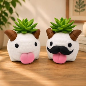 Poro Plant Pot – Arcane & League of Legends Inspired Flower Succulent Planter, 3D Printed Pen Holder Desk Tidy – With/Without Moustache