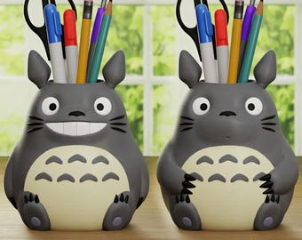 Totoro Planter - Cute Pen Holder, Anime Desk Container, Succulent Pot, Decoration Gift for Fans