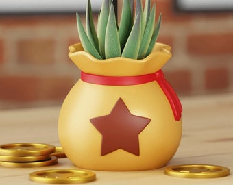 Bell Bag Planter & Pen Holder – Animal Crossing Inspired Pot | Flower, Succulent or Desk Organizer | 3D Printed