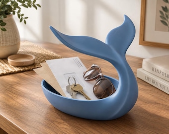 Whale Tail Catch All Tray | Whale Tail Bowl | Ocean Decor | Coastal Home Decor | Key Bowl | Entryway Organizer | 3D Printed Gift | Desk Tray