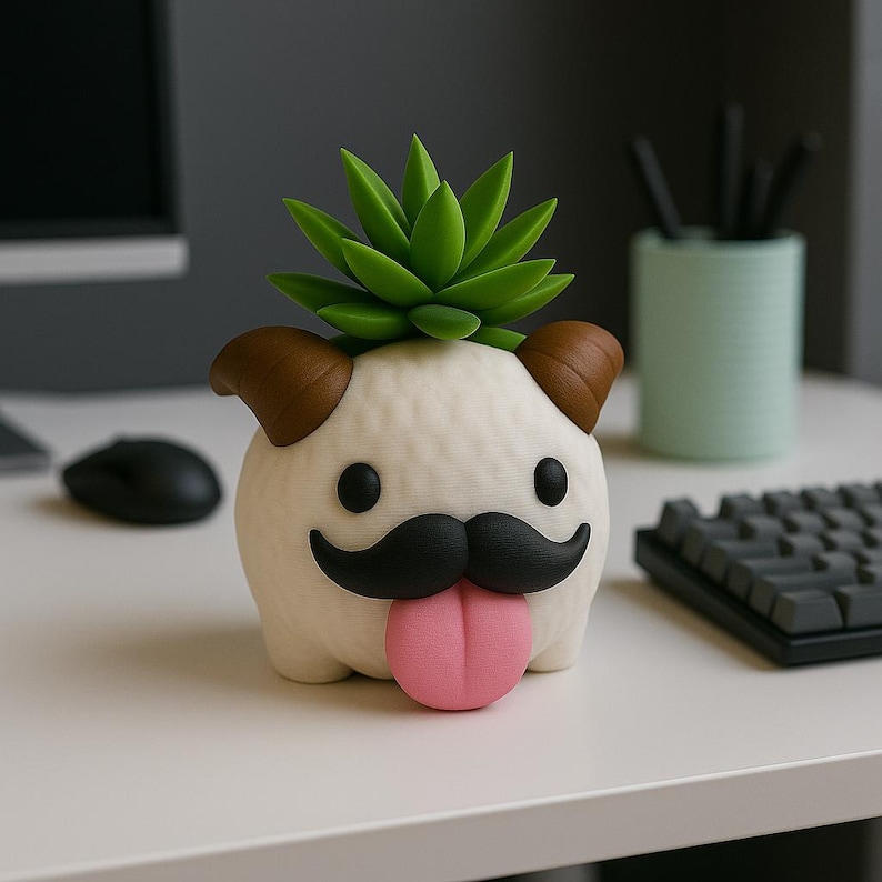 Poro Plant Pot – Arcane & League of Legends Inspired Flower Succulent Planter, 3D Printed Pen Holder Desk Tidy – With/Without Moustache image 5