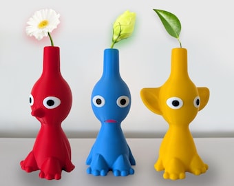 Jarrones Pikmin, Macetas de videojuegos, Macetas de Nintendo, Regalo para gamers, Jarrones con flores, Decoración geek para el hogar y el jardín