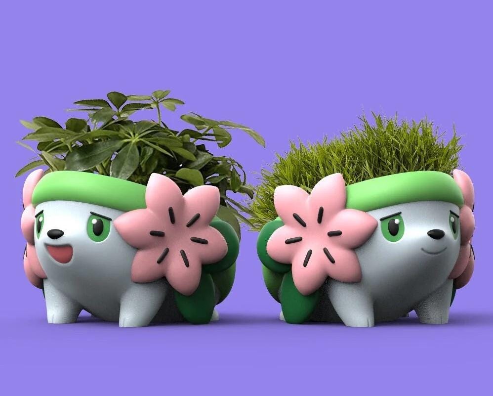 Shaymin Flower Pot – Pokémon-Inspired Planter | Cute Succulent Pot | Painted or Unpainted Options | Perfect Gift for Pokémon Fans