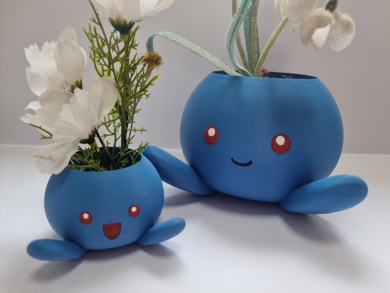 Oddish Pokemon Plant Flower Succulent Pot Vase Planter Cute Colour 3D