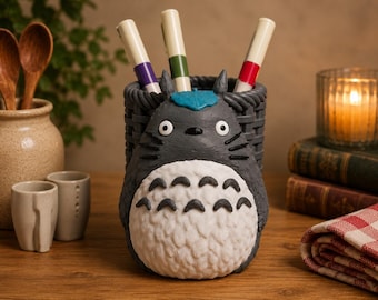 Totoro Pen Holder | Cute Desk Organiser | Studio Ghibli Inspired Pencil Cup | Kawaii Office Storage | Gift for Anime Fans