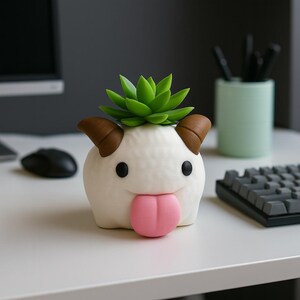 Poro Plant Pot – Arcane & League of Legends Inspired Flower Succulent Planter, 3D Printed Pen Holder Desk Tidy – With/Without Moustache image 6