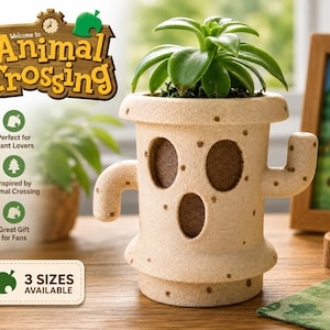 Animal Crossing Gyroid Lloid Plant Pot – Cute 3D Printed Planter for Succulents, Cacti, and Decor – Painted or Unpainted – 3 Sizes