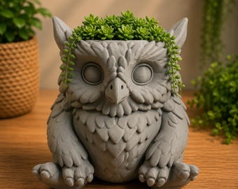 Chibi Owlbear Planter | D&D Owlbear Plant Pot | Baldur's Gate 3 Inspired Desk Planter | 3D Printed Succulent Pot | Dungeon Decor Gift