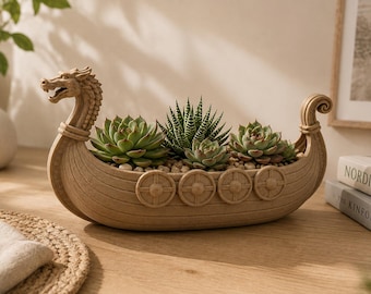 Viking Longship Planter | Norse Dragon Boat Succulent Pot | Nordic Plant Holder | Viking Decor | 3D Printed Planter | Small, Medium & Large
