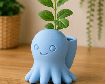 Cute Octopus Planter | Kawaii Octopus Plant Pot | Succulent Planter | Ocean Decor | 3D Printed Planter | Cute Desk Decor | Plant Lover Gift