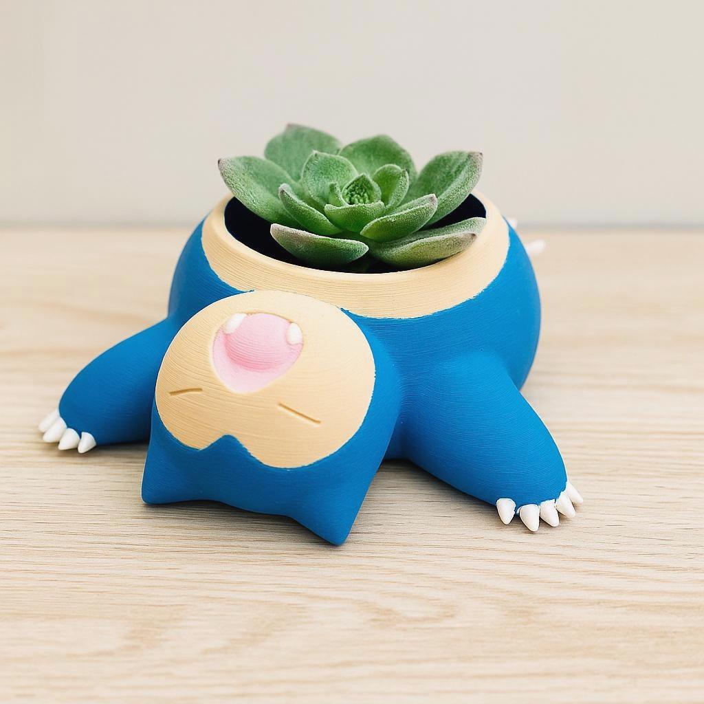 Snorlax Planter | Pokémon Flower Pot | 3D Printed | Painted or DIY | Succulent Planter | Cute Gift | 3 Sizes Available