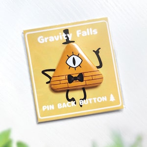 Bill Cipher Badge Pin | Triangular Gravity Falls Inspired Fanart Accessory | Kawaii Bill Cypher Aluminum Button Pin (Size: 1.5&quot; / 4cm)