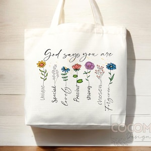 Sac fourre-tout foi sac fourre-tout chrétien cadeau écriture religieuse cadeau verset de la Bible cadeau fille chrétienne église école du dimanche sac cabas campus