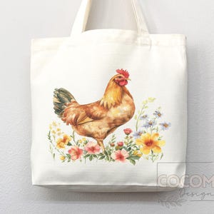 Chicken Canvas Tote Bag Funny Chicken Lover Gift Tote Bag Everyday Tote Eco Friendly Campus Tote Reusable Grocery Bag Cute Bag Aesthetic Bag