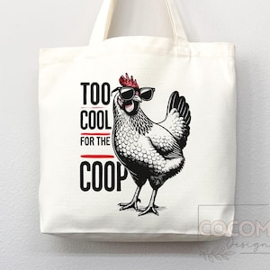 Chicken Canvas Tote Bag Funny Chicken Lover Gift Tote Bag Everyday Tote Eco Friendly Campus Tote Reusable Grocery Bag Cute Bag Aesthetic Bag