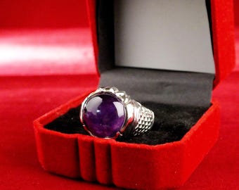 Handmade 990 Sterling Silver Amethyst Ring, Size 9