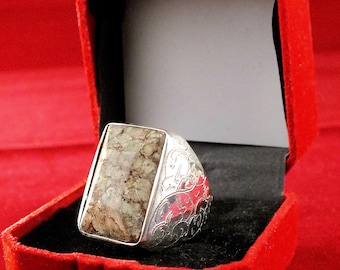 Handmade Sterling Silver natural Nishaburi Turquoise Ring, Size 9