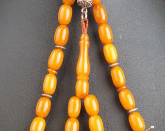 Antique German Bakelite Tasbih Rosary with 925 Silver Tassel