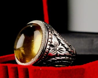 Handmade 990 Silver Ring with Dur al-Najaf Quartz