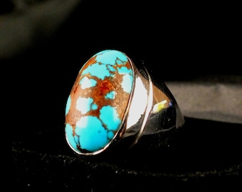 Beautiful hand made 970 sterling silver  turquoise ring
