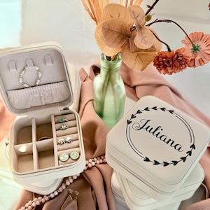 Portagioielli personalizzato, regalo di compleanno per un'amica, regalo per la damigella d'onore per la sorella, portagioielli da viaggio per il matrimonio