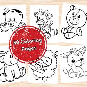 50 Page easy coloring pages for Preschoolers, Toddlers Coloring Page Preschool Kindergarten Homeschool Printable, Digital Download Coloring