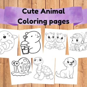 53 Cute animal coloring pages for Preschoolers, Coloring Page Preschool Kindergarten Homeschool Printable, Digital Download Coloring