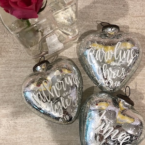 Glass Heart Ornament Personalized