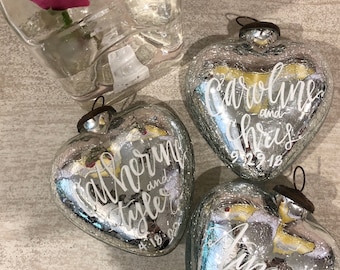 Glass Heart Ornament Personalized