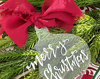 Acrylic Clear Ornament with Silk Ribbon Tie CUSTOM GIFT