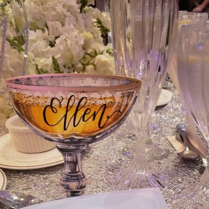 Champagner-Coupe Tischkarten INDIVIDUELL HANDBESCHRIFTET