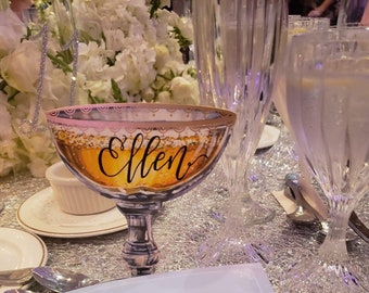 Champagne Coupe Place Cards INDIVIDUAL HANDLETTERED