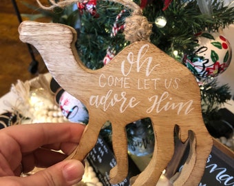 Wooden Camel Ornament Personalized Christmas Nativity