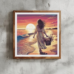 Seaside dream medium size Cross Stitch Pattern PDF - Instant Download, DIY Needlework, Intermediates Embroidery Design, beach art