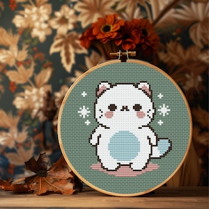 Cute Cat Kitten Small and easy Cross Stitch Pattern PDF - Instant Download, DIY Needlework, Beginner-Friendly Embroidery Design